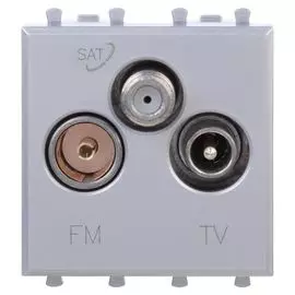 Розетка DKC 4404532 TV-FM-SAT модульная, "Закаленная сталь", 2 модуля, "Avanti"