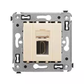 Розетка DKC 4405253 HDMI одинарная в стену, тип А-А, "Ванильная дымка", "Avanti"