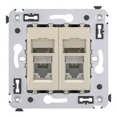 Розетка DKC 4405294 в стену, RJ-45, кат.6, двойная, "Ванильная дымка", "Avanti"