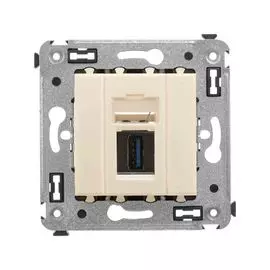 Розетка DKC 4405303 USB 3.0 одинарная в стену, тип А-А, "Ванильная дымка", "Avanti"