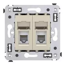 Розетка DKC 4405314 в стену, RJ-12, двойная, "Ванильная дымка", "Avanti"