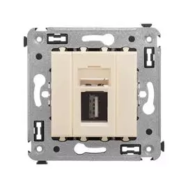 Розетка DKC 4405403 USB 2.0 одинарная в стену, тип А-А, "Ванильная дымка", "Avanti"