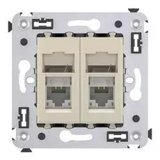 Розетка DKC 4405464 в стену, RJ-45, кат.5e, двойная, "Ванильная дымка", "Avanti"