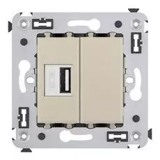 Розетка DKC 4405543 в стену, USB зарядное устройство, "Ванильная дымка", "Avanti"