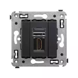 Розетка DKC 4412253 HDMI одинарная в стену, тип А-А, "Черный матовый", "Avanti"
