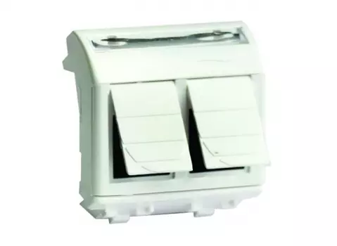 Розетка DKC 76656B компьютерная двойная RJ-45, кат.5е, белая, 2 модуля, "Brava"