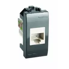 Розетка DKC 77654N компьютерная RJ45 кат.5e, черная, 1 модуль, "Brava"