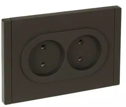 Розетка двухместная без заземления IEK FP-R20-10-1-K03 FORTE&PIANO с защитными шторками б/к 10А FP326 серый