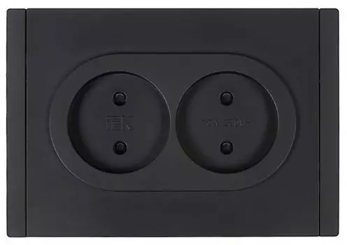 Розетка двухместная без заземления IEK FP-R23-10-1-K02 FORTE&PIANO с защитными шторками б/к 10А FP125 черная