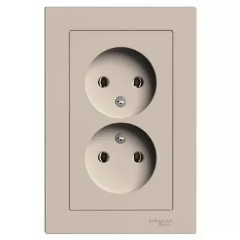 Розетка двухместная без заземления Systeme Electric ATN001220 AtlasDesign 16А, в сборе, Песочный