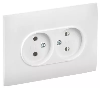 Розетка двухместная без заземления в сборе IEK SK-R20-10-K01-F SKANDY без защитных шторок 10А SK-R10W арктический белый