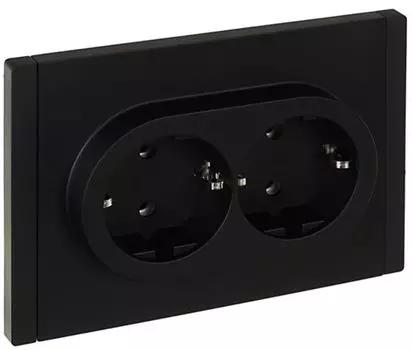 Розетка двухместная с заземлением IEK FP-R21-16-1-K02 FORTE&PIANO без защитных шторок б/к 16А FP124 черная