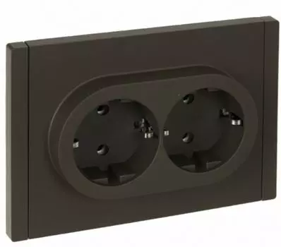 Розетка двухместная с заземлением IEK FP-R21-16-1-K03 FORTE&PIANO без защитных шторок б/к 16А FP324 серый