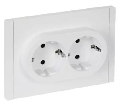 Розетка двухместная с заземлением IEK FP-R24-16-1-K01 FORTE&PIANO с защитными шторками б/к 16А FP223 белый