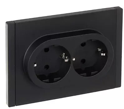 Розетка двухместная с заземлением IEK FP-R24-16-1-K02 FORTE&PIANO с защитными шторками б/к 16А FP123 черная