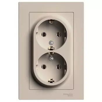 Розетка двухместная с заземлением Systeme Electric ATN001224 AtlasDesign 16А в сборе Песочный