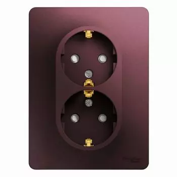 Розетка двухместная с заземлением Systeme Electric GSL001126 Glossa со шторками16А 250В в сборе баклажановая