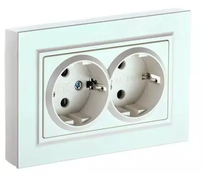 Розетка двухместная с заземлением в сборе IEK BR-R21-16-K36-F BRITE без защитных шторок 16А РС12-3-БрЖ Жемчужный
