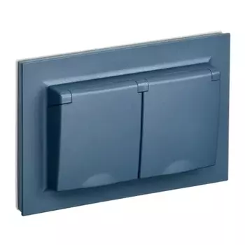 Розетка двухместная с заземлением в сборе IEK BR-R26-16-44-K35-F BRITE с защитными шторками и крышкой 16А IP44 РСбш12-3-44-БрМ Маренго