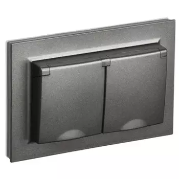 Розетка двухместная с заземлением в сборе IEK BR-R26-16-44-K45-F BRITE с защитными шторками и крышкой 16А IP44 РСбш12-3-44-БрТБ Бронза