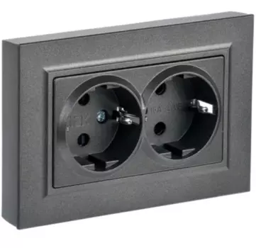 Розетка двухместная с заземлением в сборе IEK BR-R24-16-K45-F BRITE с защитными шторками 16А РСш12-3-БрТБ Бронза