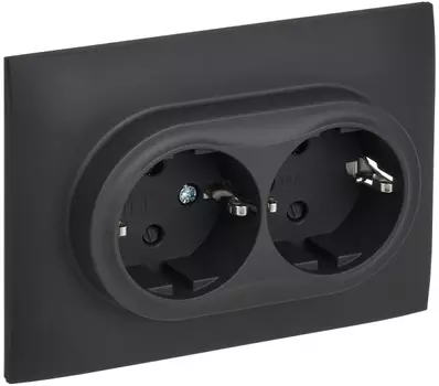 Розетка двухместная с заземлением в сборе IEK SK-R24-16-K53-F SKANDY с защитными шторками 16А SK-R07G Графит