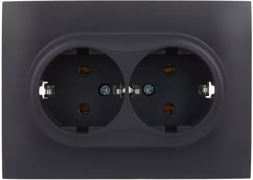 Розетка двухместная с заземлением в сборе IEK SK-R21-16-K48-F SKANDY без защитных шторок 16А SK-R08T титан
