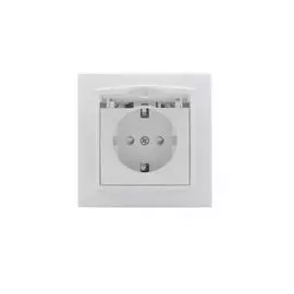 Розетка EKF ERR16-029-100 1-м СП Минск 16А с защ. крышкой защ. шторки с заземл. белая Basic