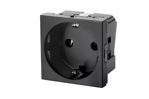 Розетка Eurolan 16V-10-06GS 2P+E немецкий стандарт 45 45 мм, с защитными шторками, графитовый черный