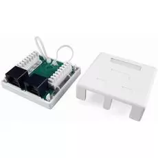 Розетка Hyperline SB1-2-8P8C-C5e-WH RJ-45(8P8C), категория 5e, двойная, внешняя, Dual IDC