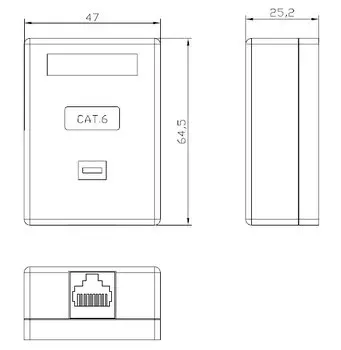 Розетка Hyperline SB2-1-8P8C-C6-WH компьютерная RJ-45(8P8C), категория 6, одинарная, внешняя, Dual IDC(110&Krone type)