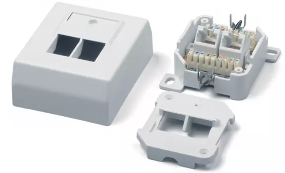 Розетка Hyperline SB-GTS2-8P8C-C6-WH внешняя 2xRJ45 UTP, Кат. 6