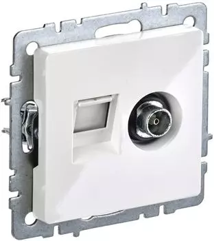 Розетка IEK BR-AK20-1-K01 компьютерная + телевизионная 2-м Brite РТВ/РК12-БрБ RJ45 кат.5E + TV белая