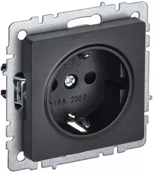 Розетка IEK BR-R11-16-K02 BRITE РС11-1-0-БрЧ 16А с заземл. без защ. шторки черная