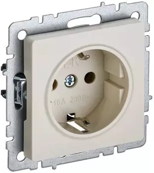Розетка IEK BR-R11-16-K10 BRITE РС11-1-0-БрКр 16А с заземл. без защ. шторки бежевая