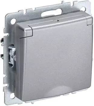 Розетка IEK BR-R16-16-K47 BRITE РСбш10-3-БрА 16А IP20 с заземл. защ. шторки с крышкой алюм.
