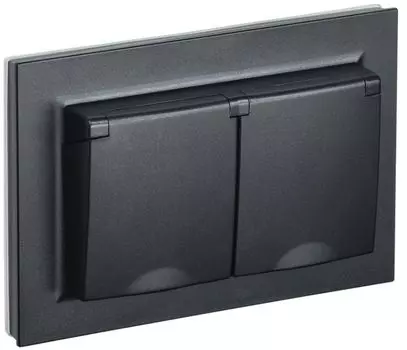 Розетка IEK BR-R26-16-44-K02-F 2-м СП BRITE РСбш12-3-44-БрЧ 16А в сборе IP44 с крышкой черная
