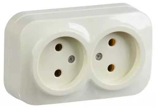 Розетка IEK ERH20-K33-10 2-м ОП GLORY РС22-2-ХК 10А без заземл. кремовая