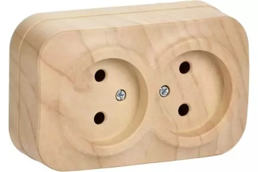Розетка IEK ERH20-K34-10 2-м ОП GLORY РС22-2-ХС 10А без заземл. сосна