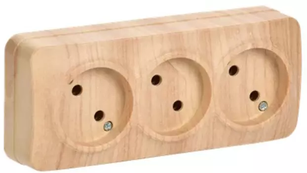 Розетка IEK ERH30-K34-10 3-м ОП GLORY РС23-2-ХС 10А без заземл. сосна