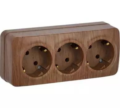 Розетка IEK ERH31-K24-16 3-м ОП GLORY РС23-3-ХД 16А с заземл. дуб