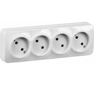 Розетка IEK ERH40-K01-10 4-м ОП GLORY РС24-2-ХБ 10А без заземл. бел.