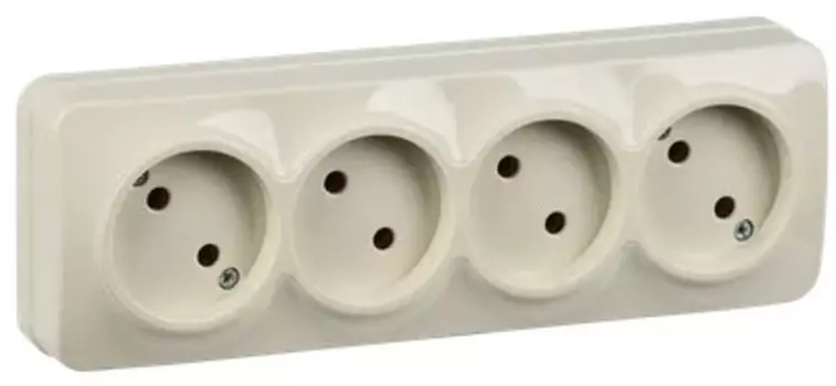 Розетка IEK ERH40-K33-10 4-м ОП GLORY РС24-2-ХК 10А без заземл. кремовая