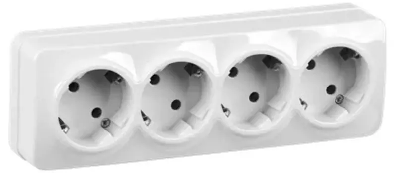 Розетка IEK ERH41-K01-16 4-м ОП GLORY РС24-3-ХБ 16А с заземл. бел.