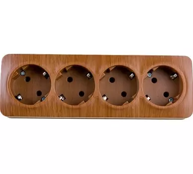 Розетка IEK ERH41-K24-16 4-м ОП GLORY РС24-3-ХД 16А с заземл. дуб