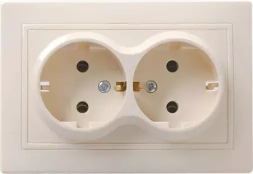 Розетка IEK ERK24-K33-16-DM 2-м СП Кварта РС12-3-ККм 16А IP20 с заземл. без защ. шторок кремовая