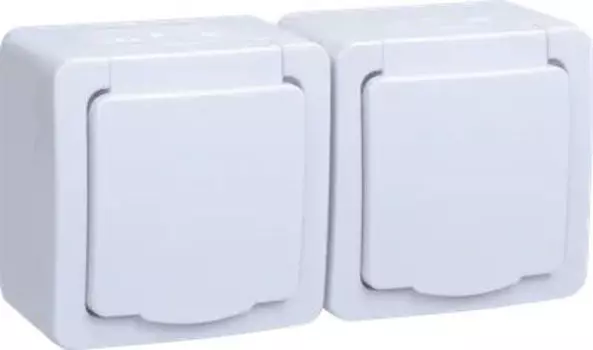 Розетка IEK ERMP22-K01-16-54-EC 2-м ОП Гермес Plus РСб22-3-ГПБб 16А IP54 с заземл. с крышкой белая