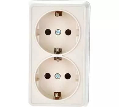 Розетка IEK ERO21-K33-16-DC 2-м ОП Октава РС22-3-ОКм 16А IP20 с заземл. кремовая