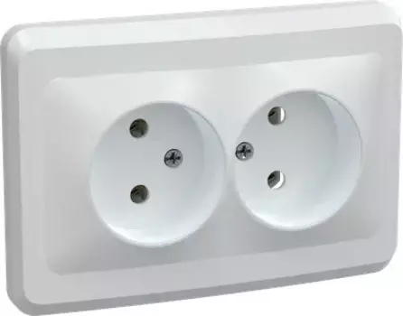 Розетка IEK ERV20-K01-10-DM 2-м СП Вега РС12-2-ВБ без заземл. контакта без защ. штор 10А белая