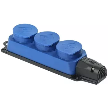 Розетка IEK PKR61-016-2-K07 РБ33-1-0м трехместная ОМЕГА IP44 синяя